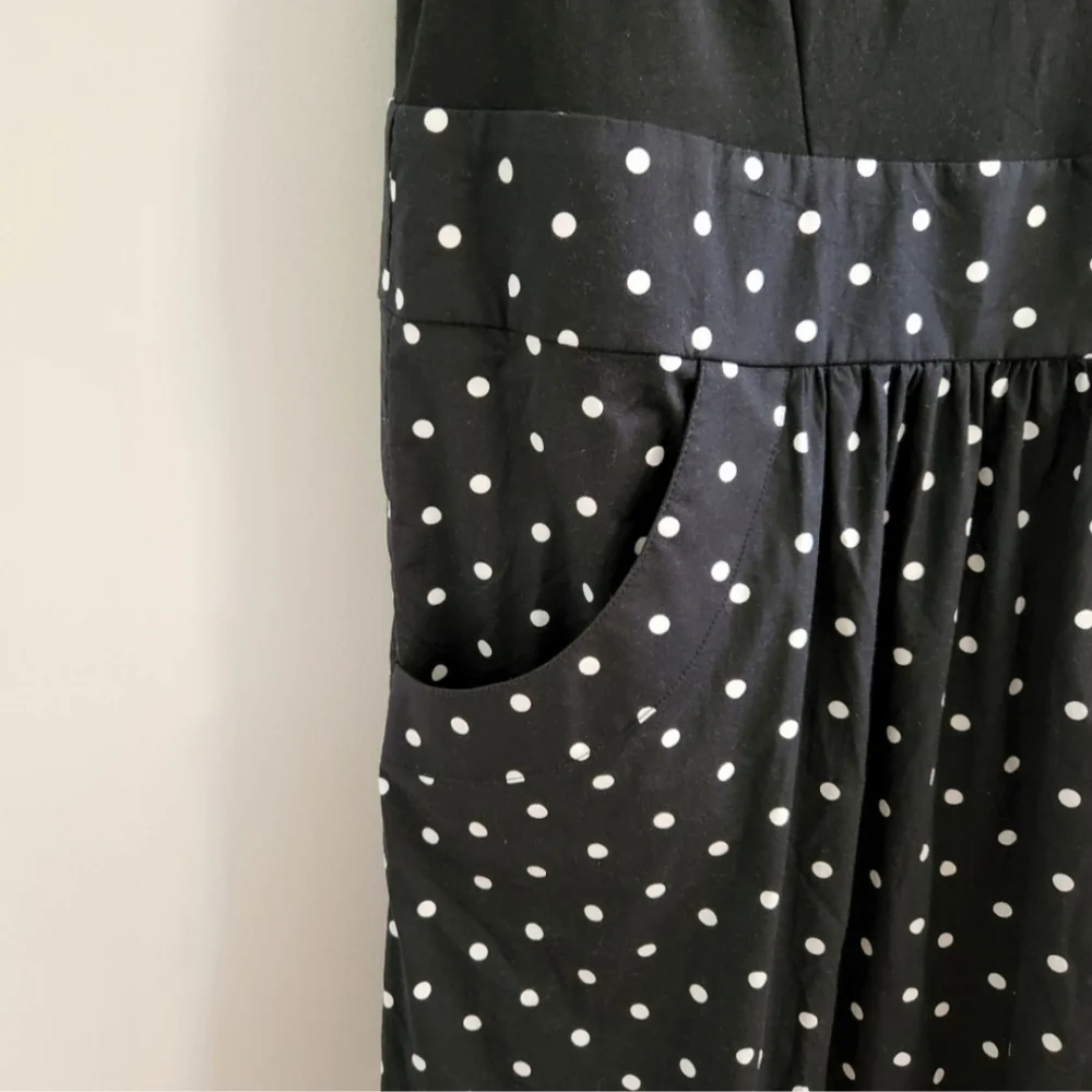 City Chic Dress womens Large 20 black and white polka dot sleeveless pockets - Picture 2 of 5